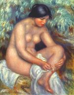 Bather wiping a wound 1909